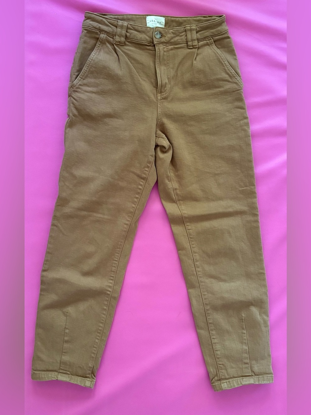 Sézane brown khaki chino pants darted cotton jeans size 36 (US 4)